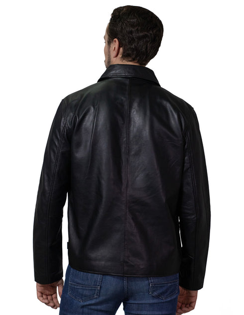 Chamarra Versátil Perry Ellis para Caballero en Piel color Negro.